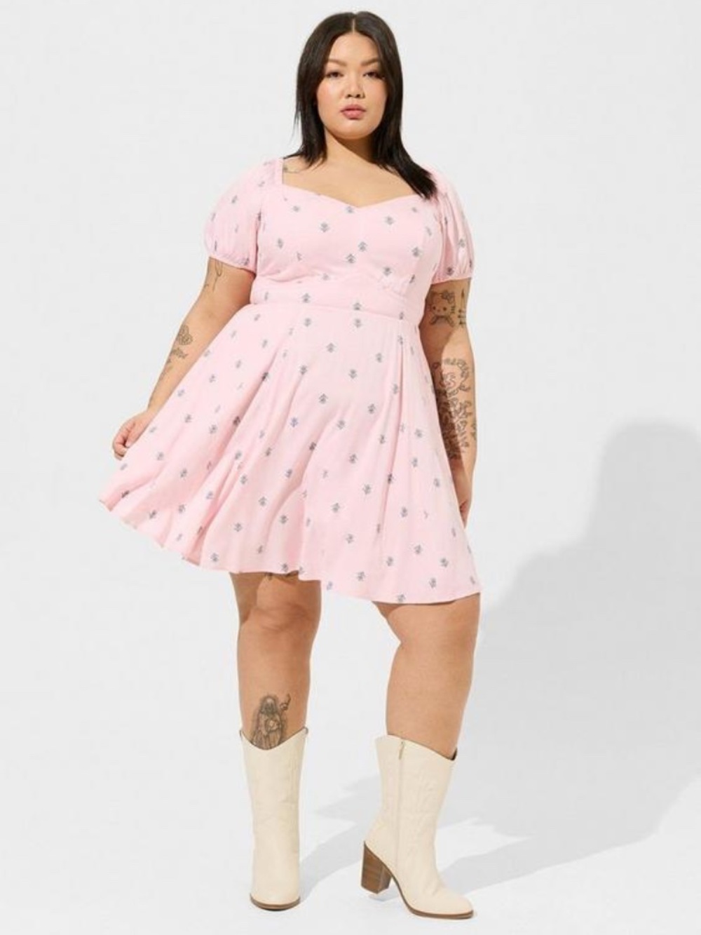 Torrid Mini Stretch Challis Sweetheart Skater Dress